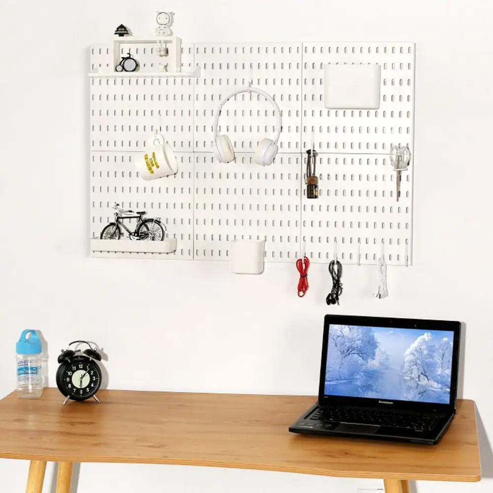 White Pegboard Storage Boxes Creative DIY Accessories No-Drilling Wall Organizer No Punching Plastic Hole Board Storage Case 2