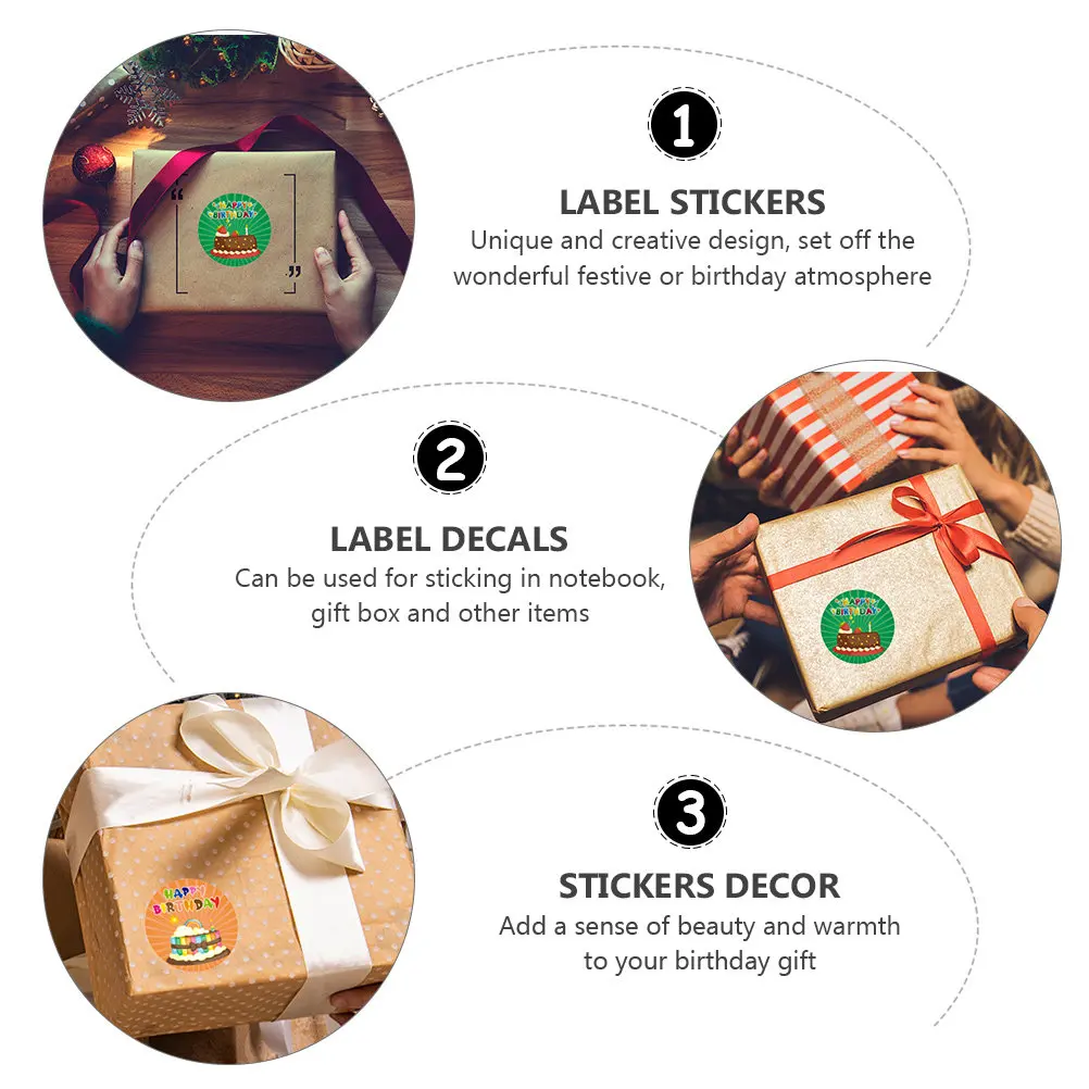 500Pcs 생일 스티커 창조적 인 축복 테마 선물 라벨 스티커 사탕 가방 노트북 파티 장식 축제 장식