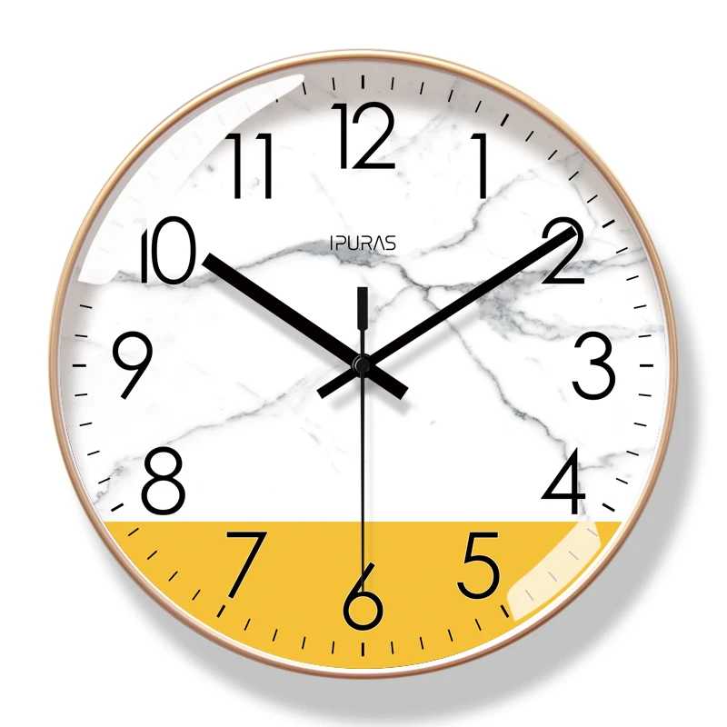 Black Large Wall Clock Silent Watches Clocks Color:H;Sheet Size:14 inch