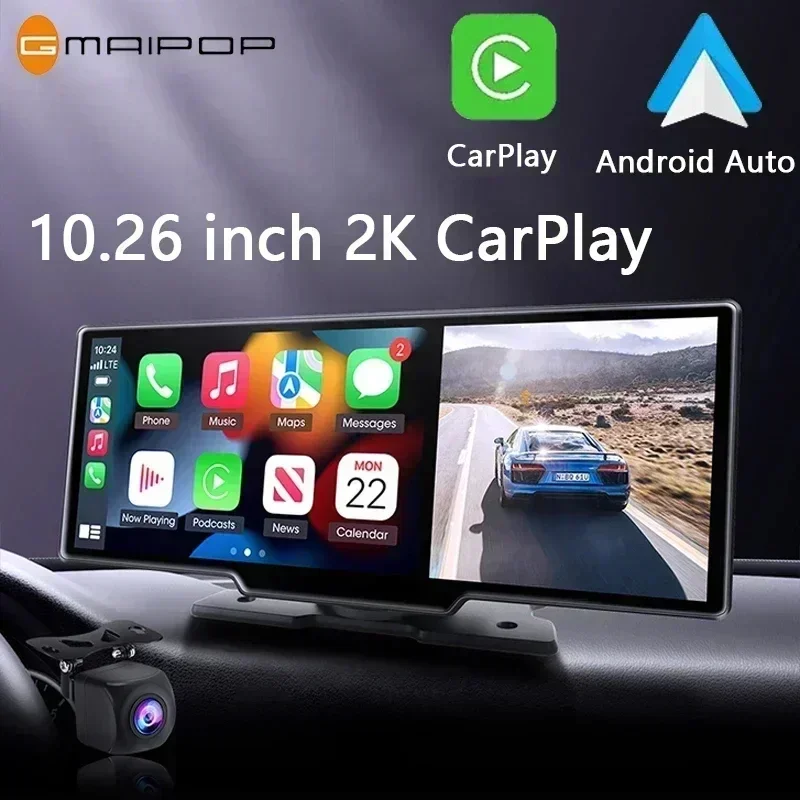 Wireless-CarPlay-Car-DVR-Dash-Cam-Rearview-Camera-10-26-HD-Touch-Screen ...