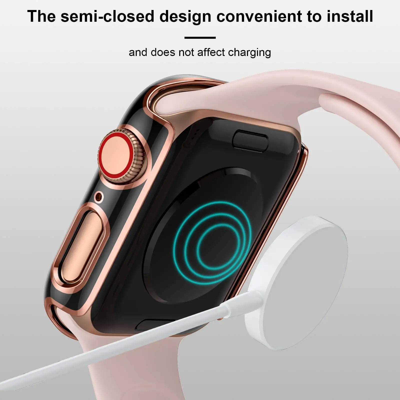 Premium Tempered Glass Screen Protector with PC Bumper Case for Apple Watch - Full Coverage Series 6/5/4/3/2/SE