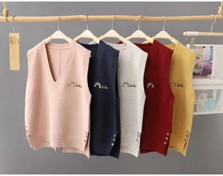 2025 herbst Stapeln Neue Lose Retro Gestrickte Pullover Weste frauen Weste Koreanischen Stil Ärmelloses Top – Detail 4