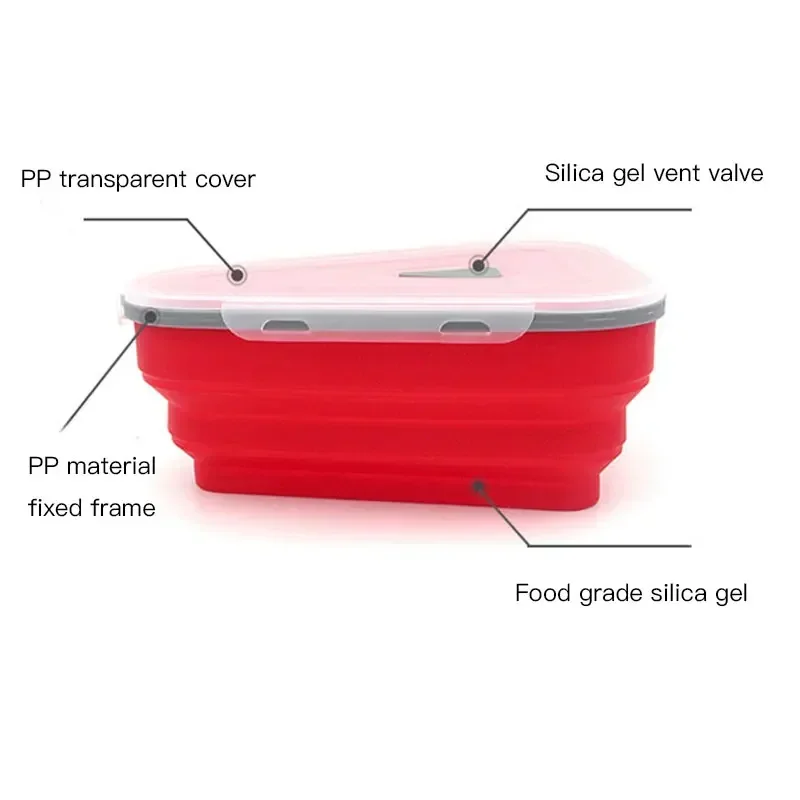 Triangular Pizza Box Kit with 5 Trays-Food Safe Silicone Collapsible Design, Heat Resistant Reusable Takeout Container