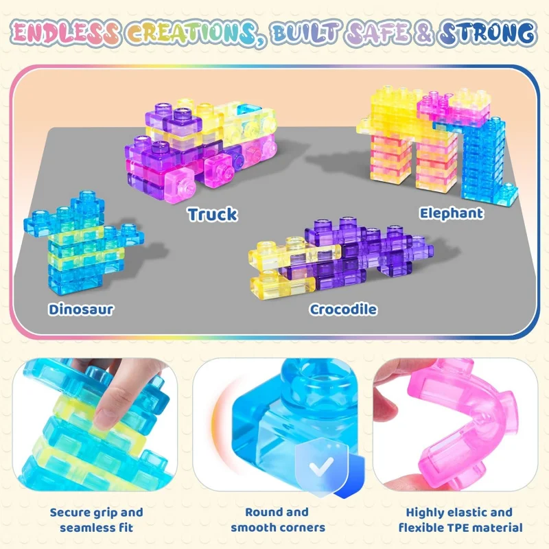 Ultimate Sensory Squishy Toy Set - 40 Soft Jelly Building Block Cubes