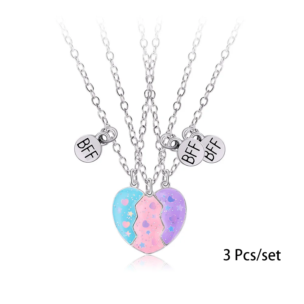 3 Pcs/Set Best Friend Magnet Pendant Necklace Creative Pentagram Alloy Accessories Friendship Necklace Best Friend Alloy Pendant 5