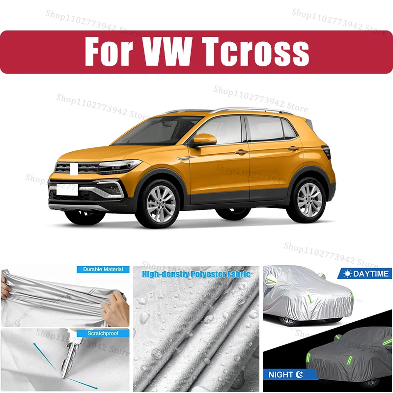 Waterproof Black Car Cover For VW Tcross Exterior Sunshade