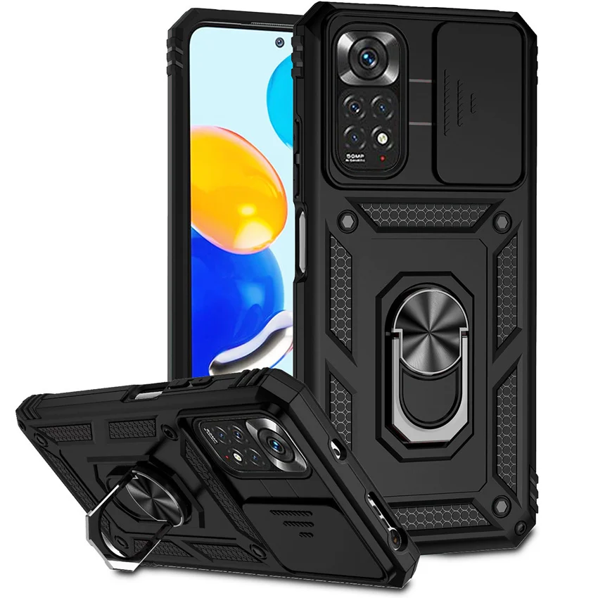 thumbnail image 1 of Funda protectora de cámara para Xiaomi Redmi Note 12 12S 11 11S 10 10S 9 9S Pro 5G 9A 9C 10C 12c 11a Turbo Armor Hybrid Ring Back Cover, 1 of 4