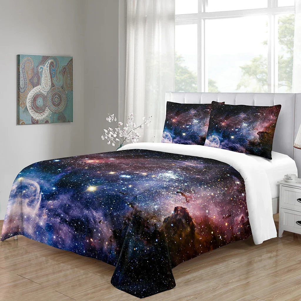 

3d Pint Bright Starry Night Moon View of the Milky Way Night Bedding Sets With Pillowcase For Bedclothes Duvet Cover