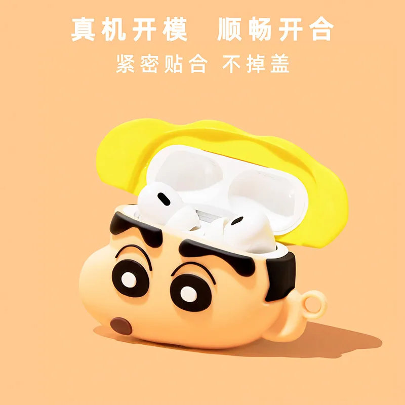 Yellow Hat Kawaii 3D Crayon Shin-chan Silicone Earphone Case Cover