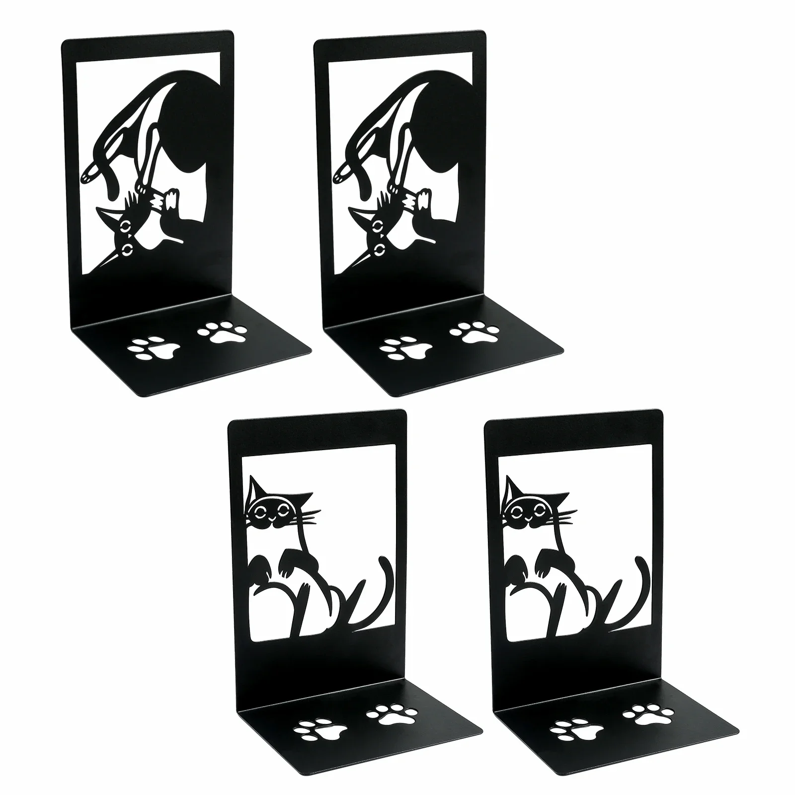 2Pcs/1Set Animal Hollow Cat Bookends Retractable for Company Employee Office book organizer