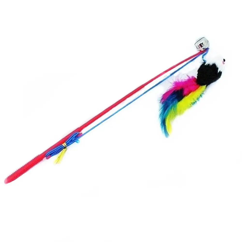 Fishing Rod Type Colorful Mouse Funny Cat Stick Elastic Rope Telescopic Rod Boredom Relief Props Catcher Interactive Toys 