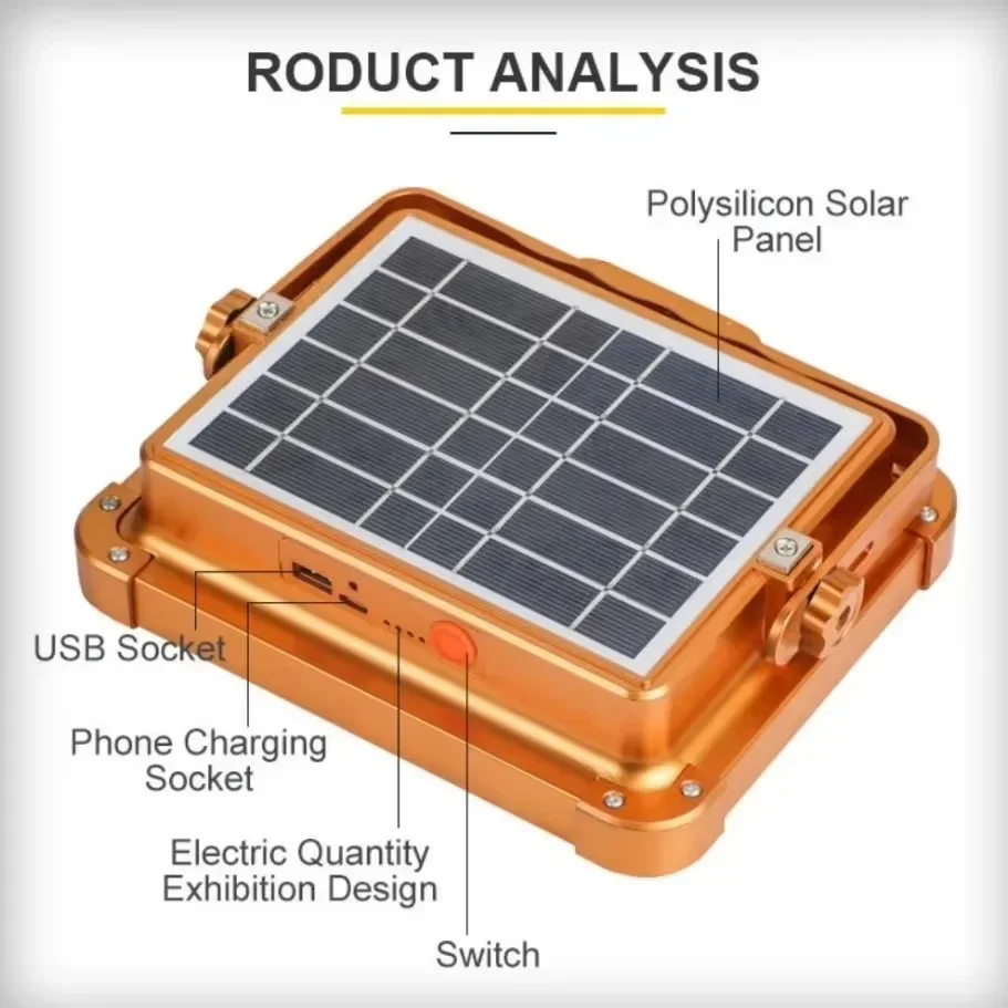 Camping Lamp Camping Lights Solar Flood Light Portable Solar Charging Flood Light IP66 Waterproof Tent Camping Light 288LED Power Bank 12000mAh For Outdoor Emergency Lighting