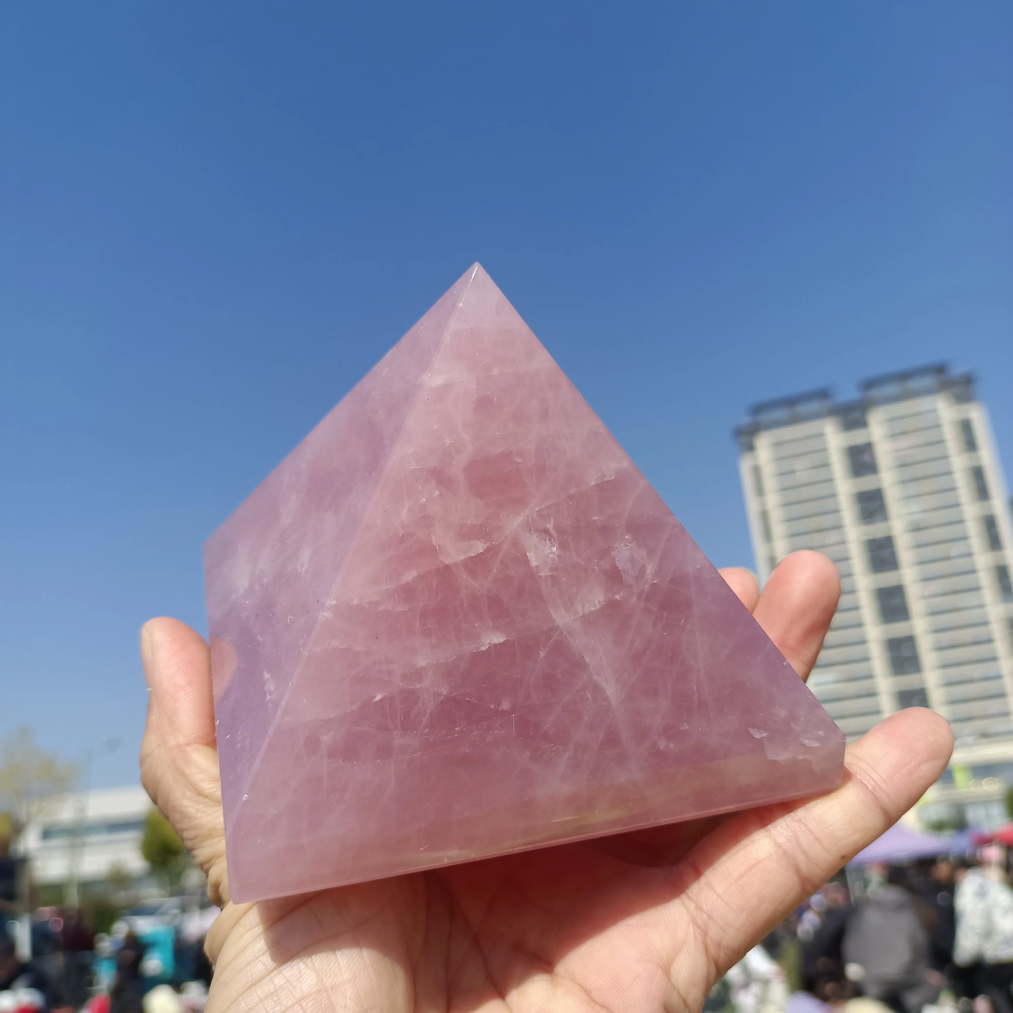 Natural Pink Quartz Pyramid, Cherry Pink Quartz Crystal Pyramid, Mineral Reiki Healing Stone, Energy Tower 6