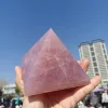 Natural Pink Quartz Pyramid, Cherry Pink Quartz Crystal Pyramid, Mineral Reiki Healing Stone, Energy Tower 6
