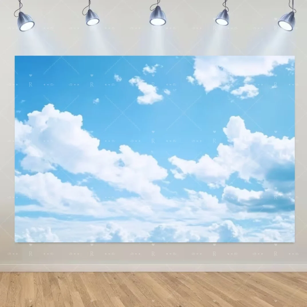 Blauer Himmel, weiße Wolken, Hintergrund, natürliche Landschaft, Heimparty-Dekoration, Hintergrund, Porträtfotografie, Banner, Babyparty-Requisiten – Detail 4