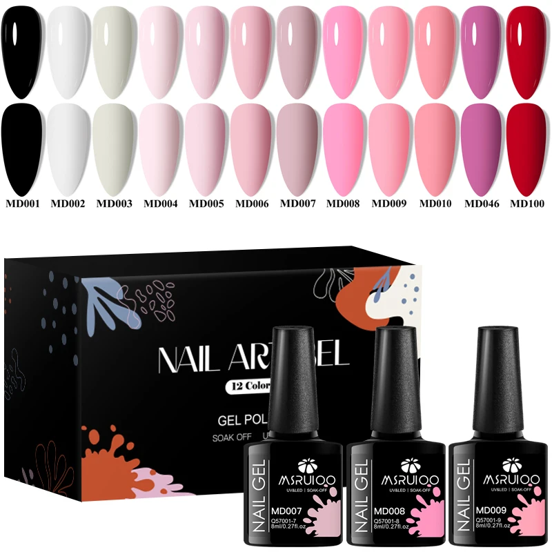 MSRUIOO 12Pcs/Set Dark Purple Brown Gel Nail Polish Nail Supplies Semi Permanent Nail Art Gel Varnish For Nails Manicure Set 3