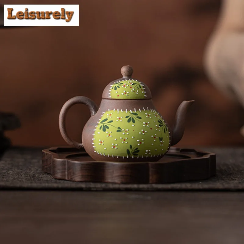 100ml Hand-painted Yellow Chrysanthemum Teapot Elegant Tea Infuser Pot Household Tea Maker Kettle With Filter Teaware Ornaments