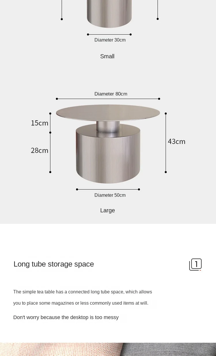 Description Picture 4 of itemWuli Minimalist Modern Stainless Steel Coffee Table Combination Nordic Creative Living Room Sofa Light Luxury Metal Coffee Table