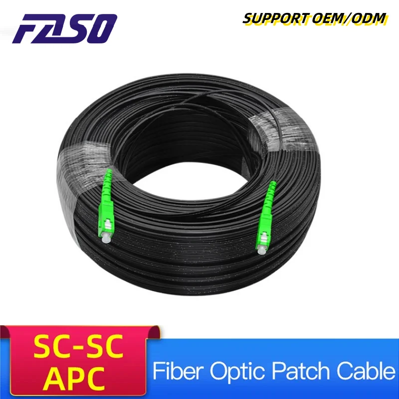 FTTH 50M SC/APC Fiber Optic Patch Cord Outdoor 20M 30M  SM G657A1 Optical Fiber Cable Teneis Wire Black LSZH Jacket Jumper ftth 50m sc apc fiber optic patch cord outdoor 20m 30m sm g657a1 optical fiber cable teneis wire black lszh jacket jumper