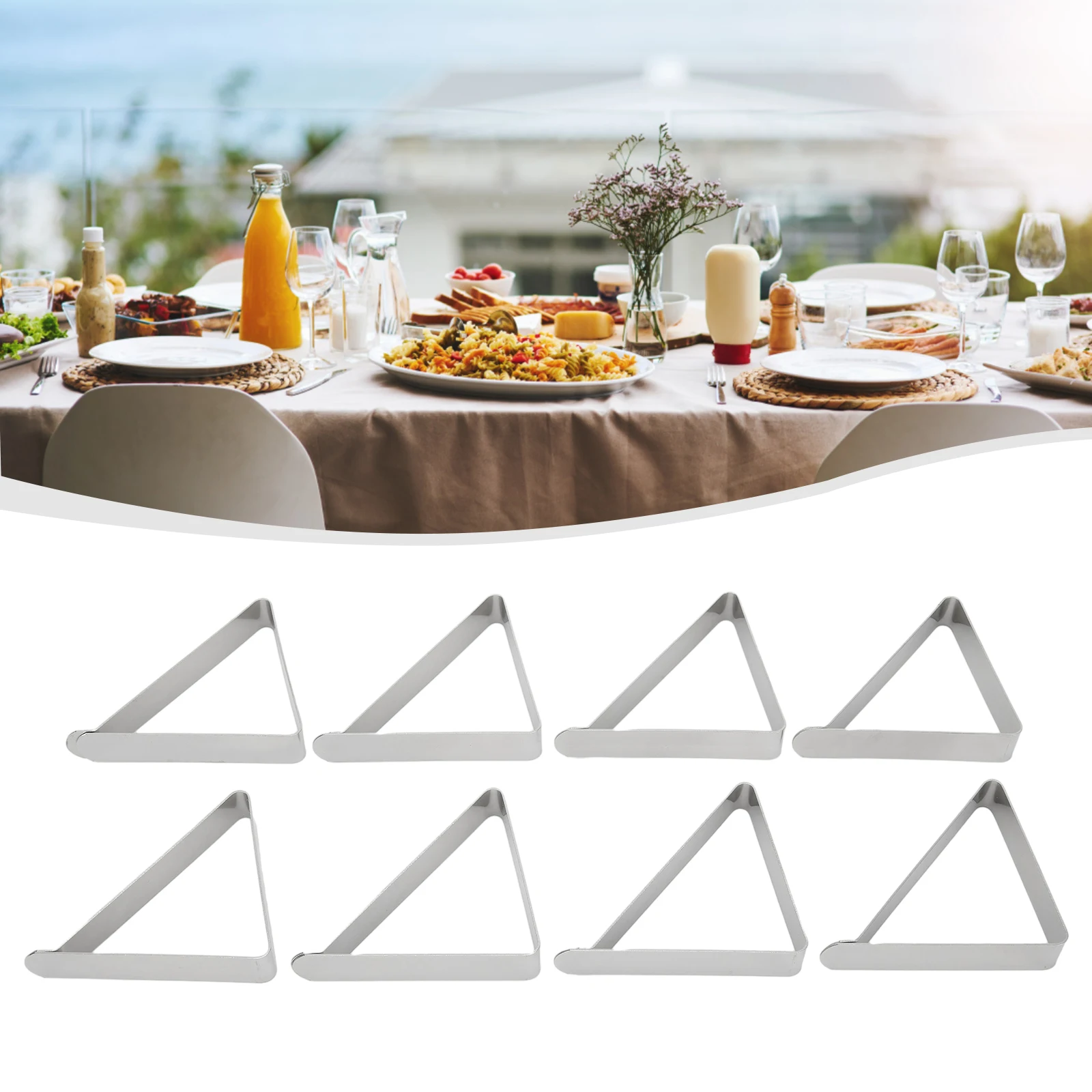 8pc Stainless Steel Tablecloth Clamps Table Cloth Clips Holder For Party Wedding Promenade Picnic Table Cover Clamps Decor