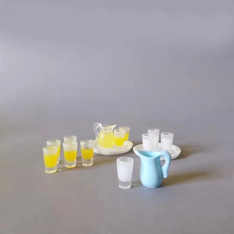 10 pcs Milk Juice Cups Miniatures Artificial Cup Fruit Bottles Fairy Garden Gnome Terrarium Doll House Decor