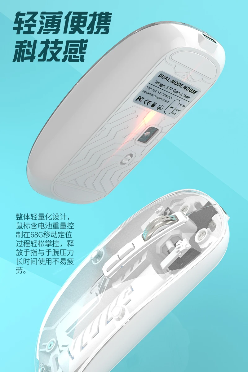 Transparent Magnetic Bluetooth Mouse compatible 2.4G Wireless Mouse One-Click Desktop Type-C Rechargeable Silent Mice Mute