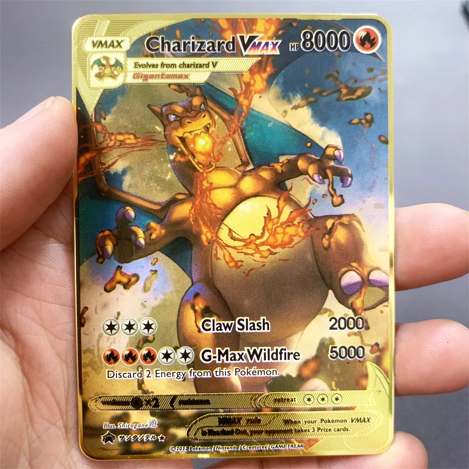 999999 Очки HP Pokemon Металлическая карта Charizard Golden Metal