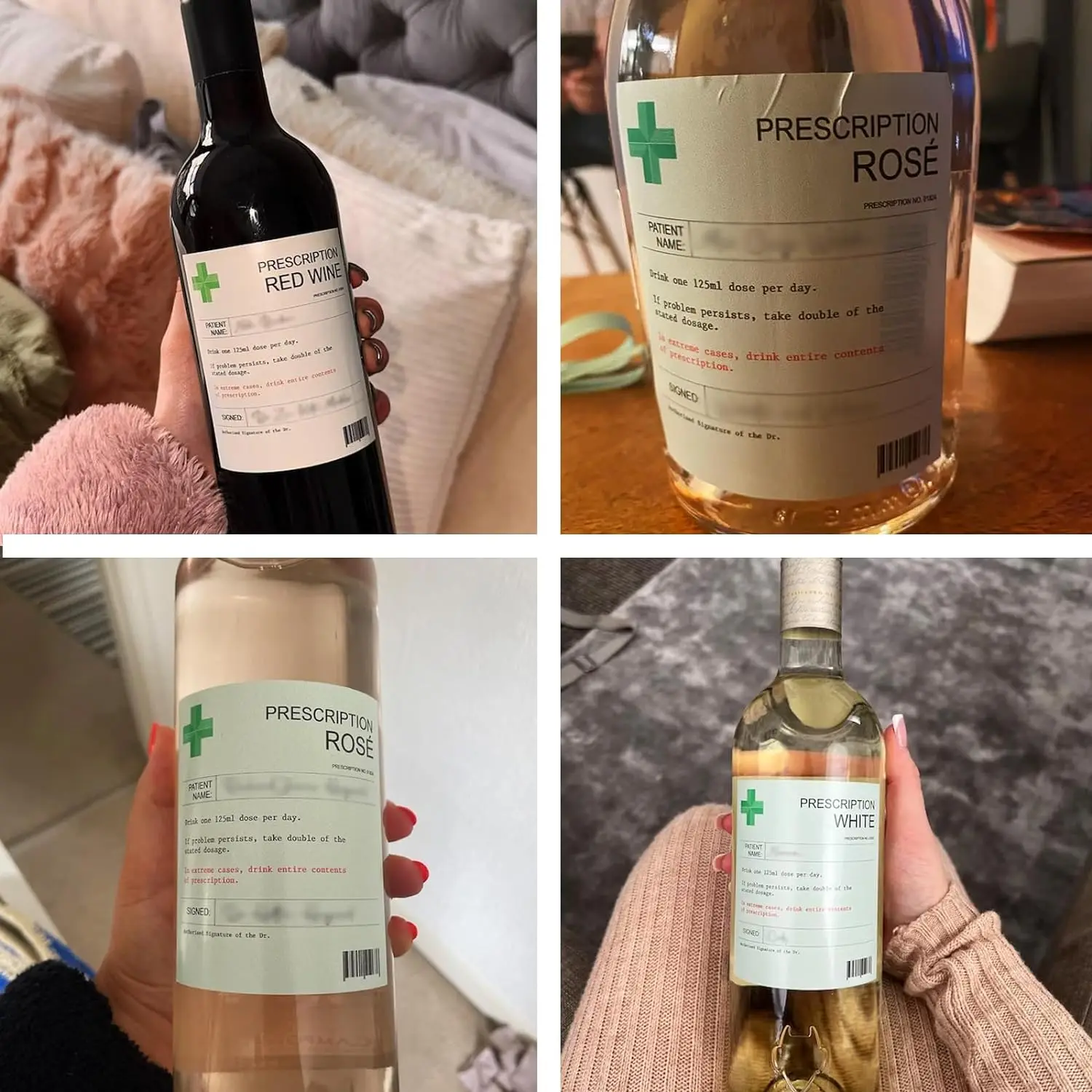 6-Pack Prescription-Themed Wine Bottle Stickers – Funny Christmas & Holiday Vinyl L... - SKU TWBS1743 - UGI Packaging