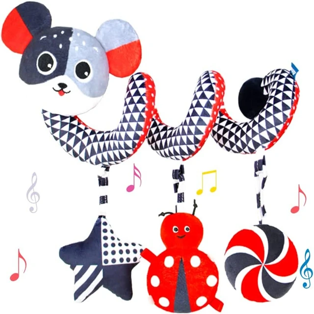 Baby Spiral Activity Toy Black and White Bed Stroller Toy Comfortable Pram Crib Plush Toy for Boys Girls Hanging Car Seat Toys 1