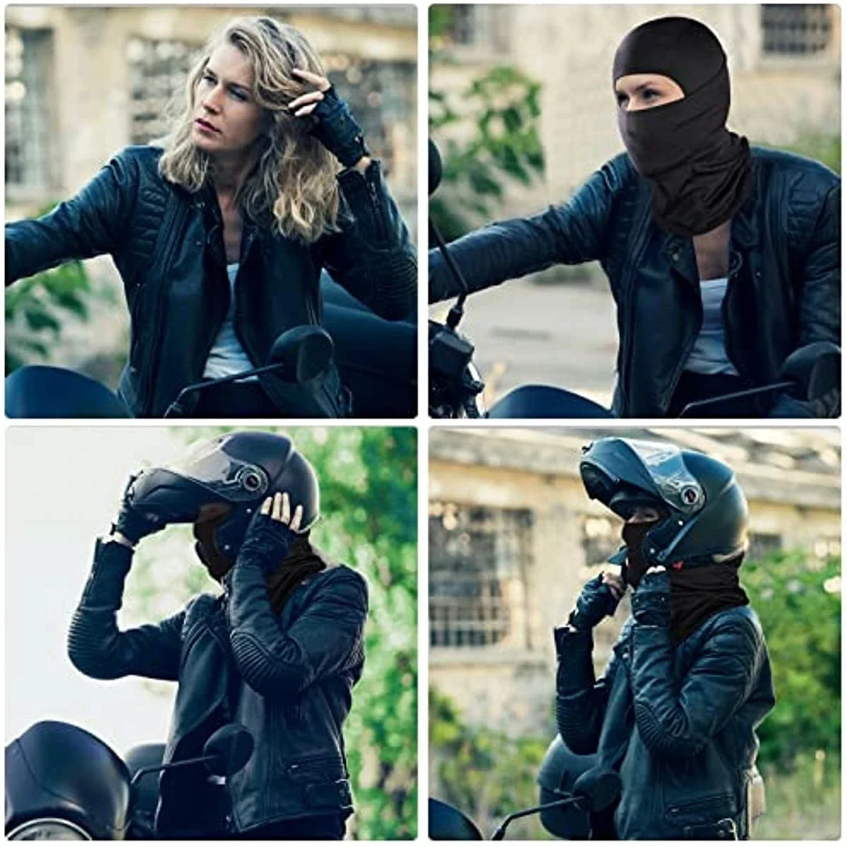 Schwarze Sonnenschutz-Sturmhaube – winddicht, staubdicht, atmungsaktiv, schnelltrocknend, Polyester-Gesichtsmaske für Outdoor-Fahrrad und Motorrad_voghion.com