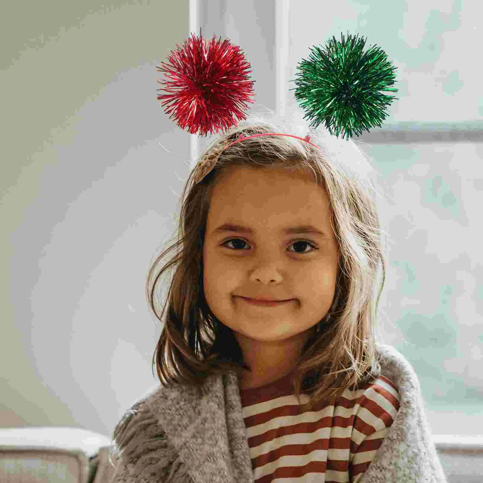 

Pompom Headband Tinsel Ball Hairband Holiday Boppers Headband Party Headwear