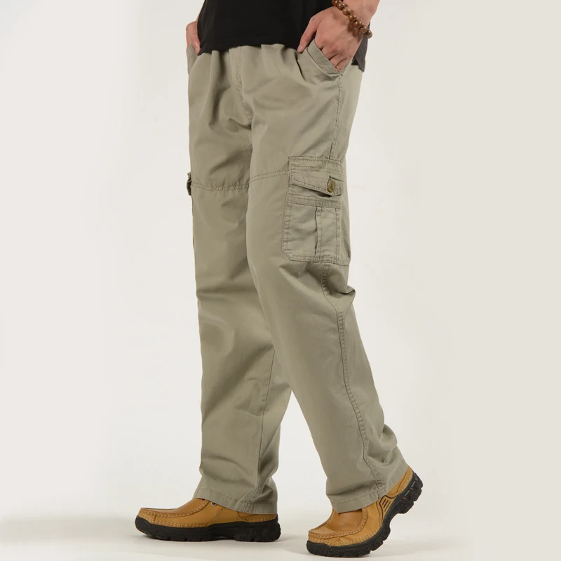 2024 Men's Workwear Pants Spring Casual Solid Color Tactical Multi Pocket Gargo Pants Outdoor Mountaineering and Fishing Pants
