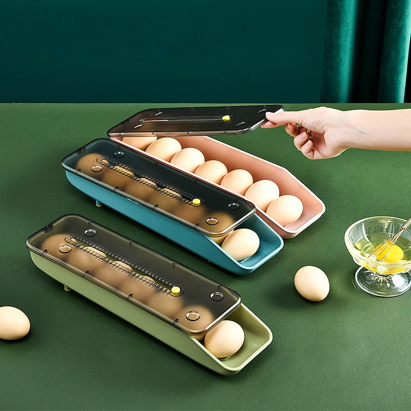 Automatic Rolling Egg Storage Box Plastic Storage Container Kitchen