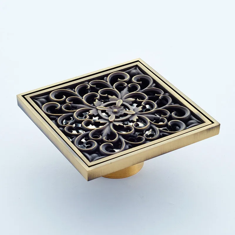 Scarichi A Pavimento Doccia In Ottone Antico Deodorante Per Bagno Euro Filtro Quadrato Copertura Griglia Rifiuti Wy527