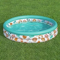 40”/48” X 10” 3 Rings Round Inflatable Infant Baby Swimming Pool Toddler Kiddie Ball Pit Pool Animal Pattern Age 2 and Up 3