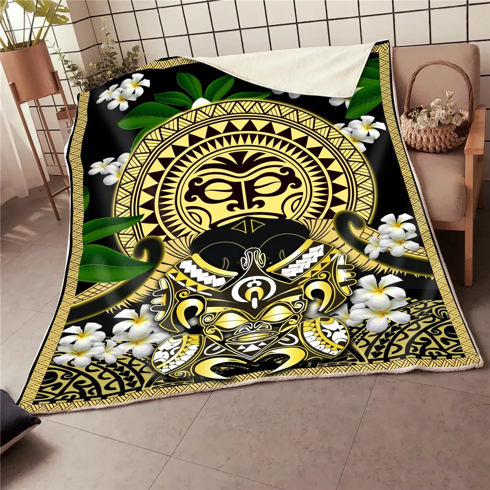 

CLOOCL Fashion Flannel Blanket Frangipani Tattoo Pattern 3D Printed Blanket Throws Travel Quilt Dropshipping