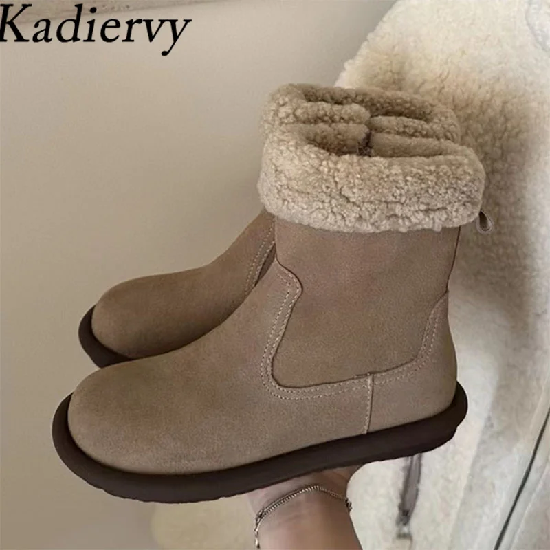 

Winter Snow Boots Women Round Toe Short Plush Warm Ankle Boots Flat Shoes Women Fur Short Boots Woman Botas De Mujer