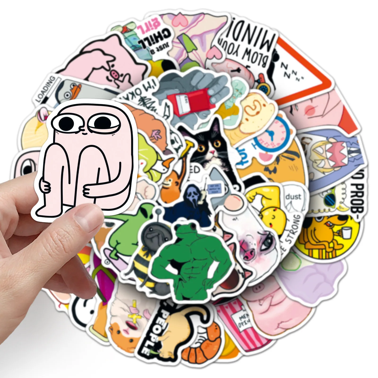 50 Pezzi Adesivi Divertenti 'This Is Fine', Sticker 'This Is Fine' per Scrapbooking, Telefono, Laptop, Valigie, Skateboard, Impermeabili - immagine 6