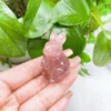 1.5"Rabbit Elf Natural Crystal statue Amethyst Clear Quartz Animal Craft Figurines Stone Carving Reiki Healing Home Garden Decor 1
