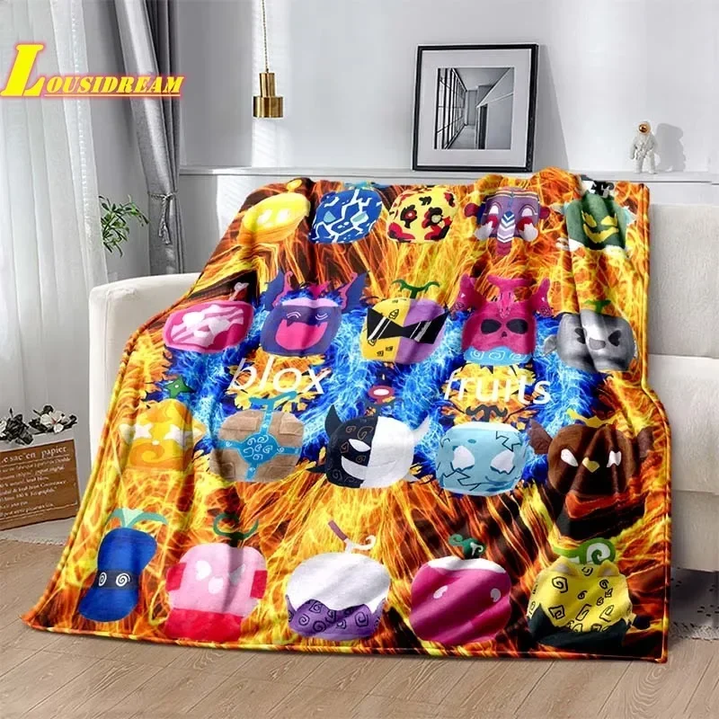 Cartoon game B-blox fruits printed blanket comfortable and beautiful children's blanket sofa sheet travel quilt birthday gift 2