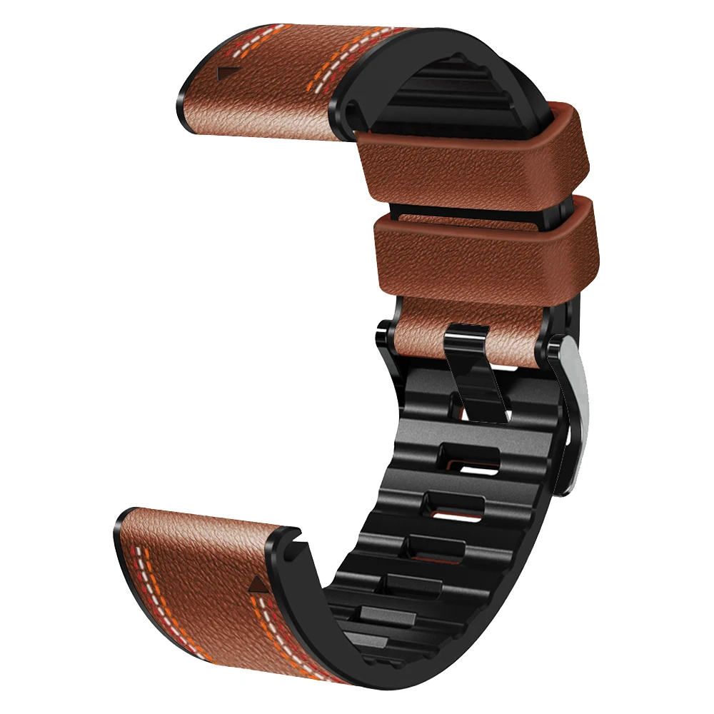 Bracelet de montre en silicone et cuir pour Garmin, 22mm, 26mm, Fenix 7, 7X  Pro, 6, 6X Pro, 5, 5X Plus, Epix Pro 2, 965, 955 Smartwatch Band