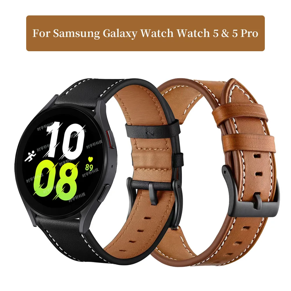 

Ремешок кожаный для смарт-часов Samsung Galaxy Watch 5 Pro/Watch 5 40 мм 44 мм/4 Classic 42 мм 46 мм, спортивный сменный Браслет для наручных часов