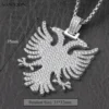 VANAXIN Iced Out Albanian Eagle Pendant  Hip Hop Necklace for Men 14k Gold Color CZ Zircon Folk  National Style Jewelry Gift 2