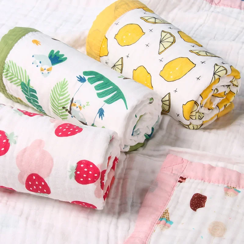 Warm and Breathable Baby Quilt made with A-Grade Cotton Gauze Luxurious 6-Layered A Cotton Gauze Baby Quilt