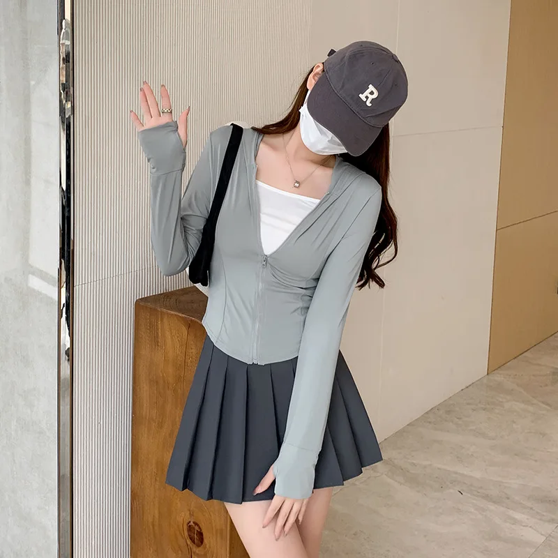 

Women's Jacket and Coat Slim Thin UV Sun-protection Open Stitch Lightweight Outwear Elegant Casual Female Jaqueta Outfits C5426