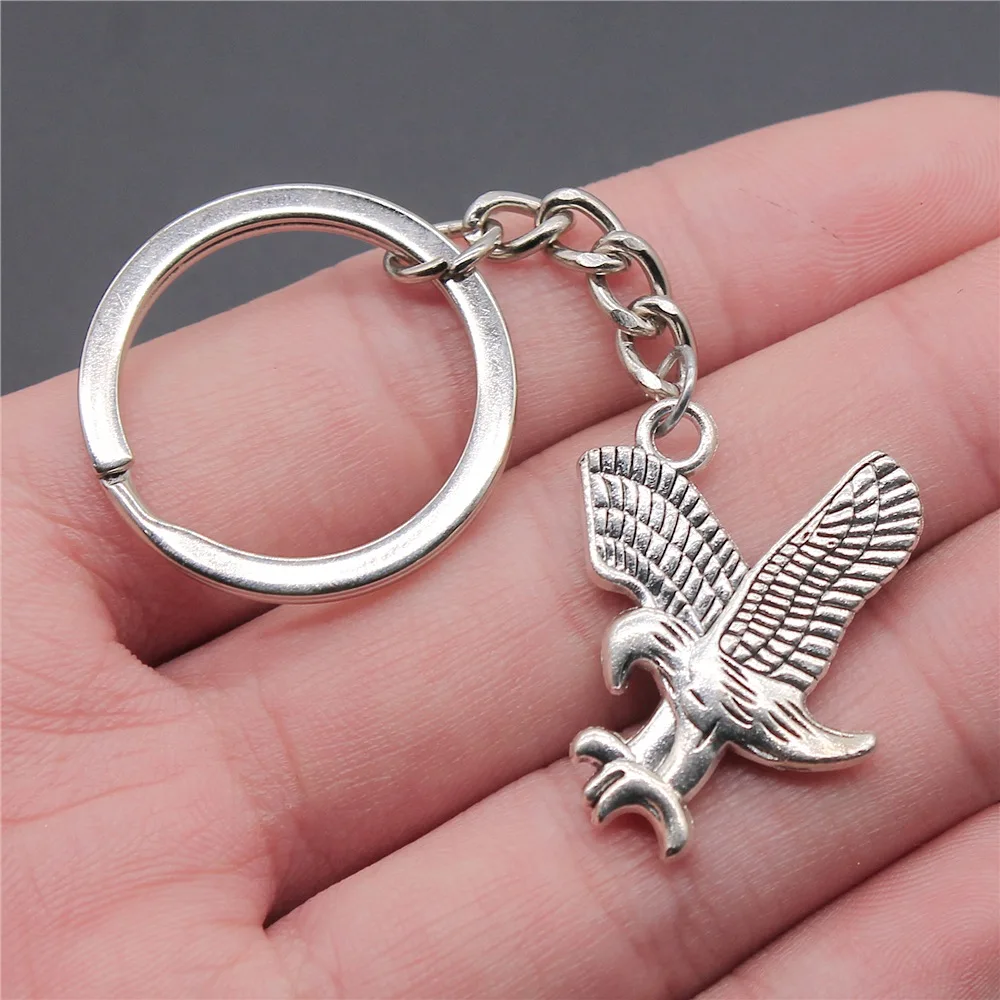 Men Keychain DIY Metal Holder Chain Vintage 2 Colors 31x27mm Eagle