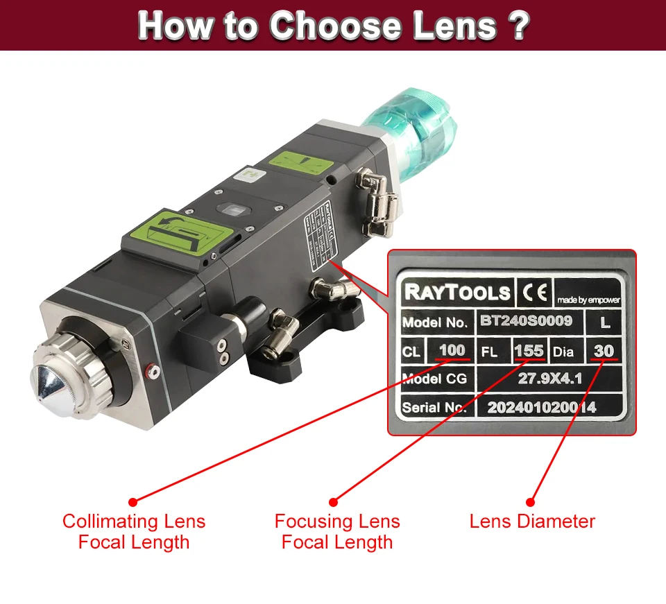 Raytools BM111 Laserkönigungs- und Fokussierlinse D30 F100 F125 F155 F200 0-3KW mit Linsenhalter für Faserschneidkopf – Detail 6