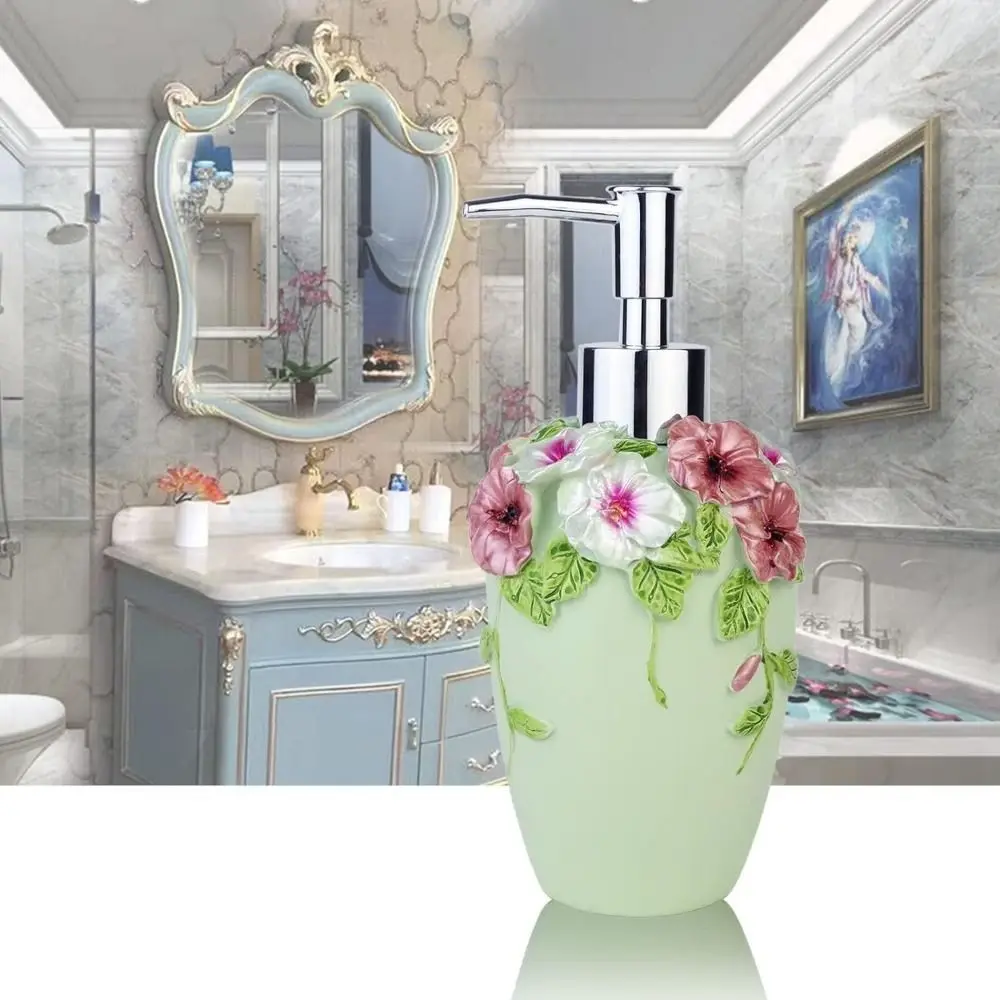 Luxury Flower Soap Dispenser Floral European style Hand Lotion Pump Bottle Colorful Anti-Leak Press Refillable Bottle soap dispenser