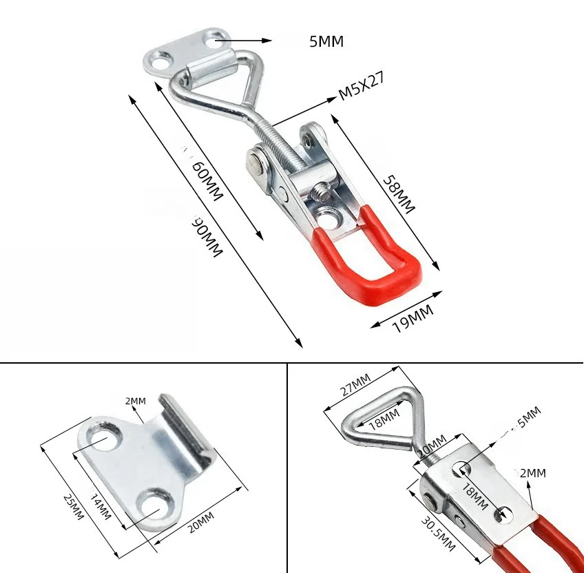 ALLSOME 2/4/8/10Pcs 4001 Industrial Metal Buckles with Quick Clamping and Mechanical Locking for Hardware Iron Boxes
