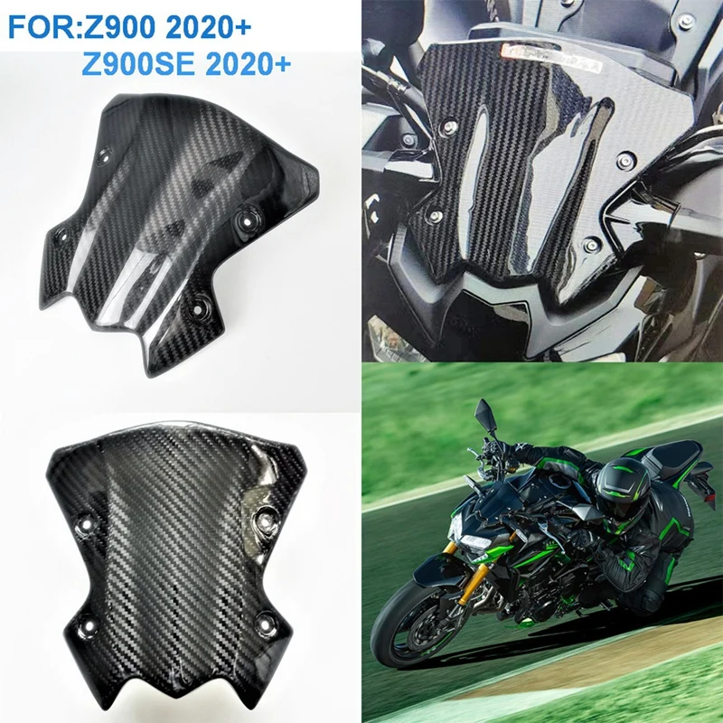 Real Carbon Fiber Motorcycle Windshield Windscreen Double Bubble For